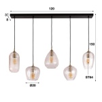 Hanglamp 5L diamond grain mix / Diamond glass