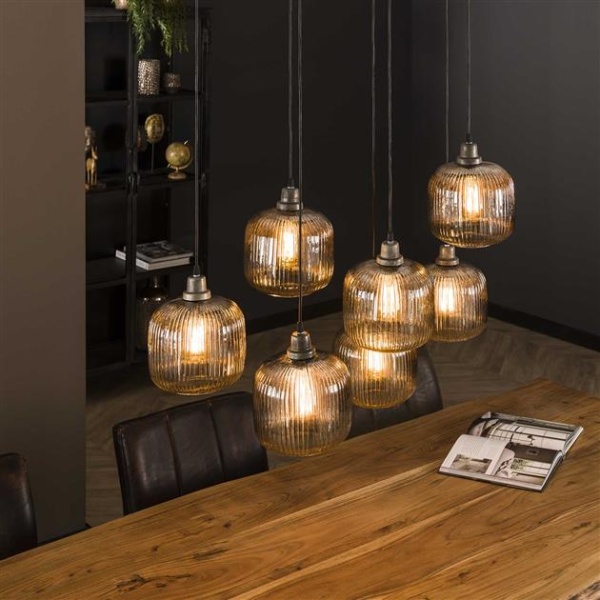 Hanglamp 4+3 stripe smoke / Grijs