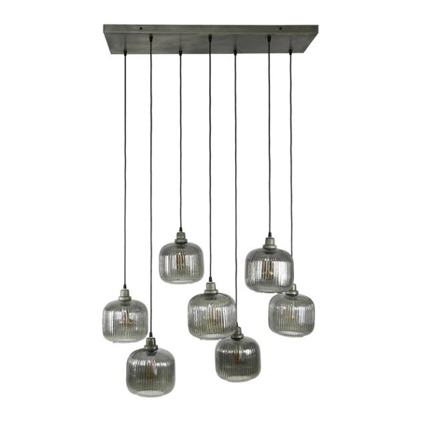 Hanglamp 4+3 stripe smoke / Grijs