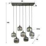 Hanglamp 4+3 stripe smoke / Grijs