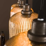 Hanglamp 4L stripe cilinder / Amberkleurig glas