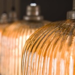 Hanglamp 4L stripe cilinder / Amberkleurig glas