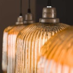 Hanglamp 4L stripe cilinder / Amberkleurig glas