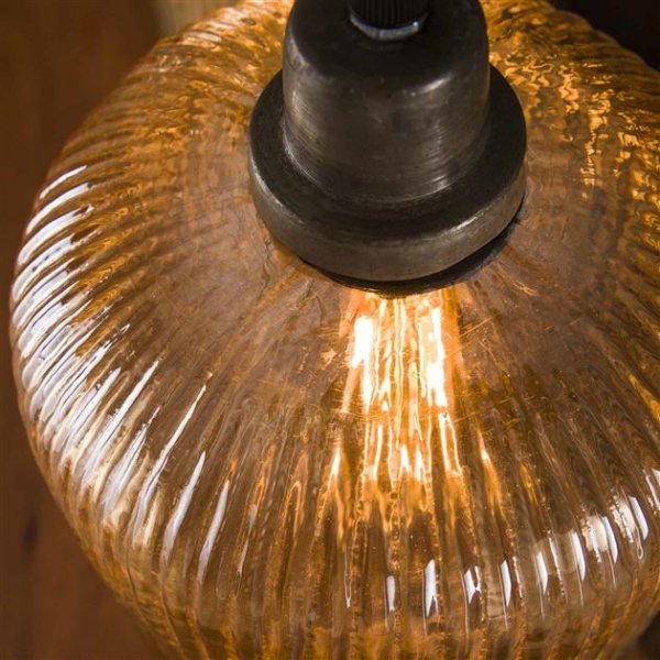 Hanglamp 4L stripe cilinder / Amberkleurig glas
