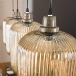 Hanglamp 4L stripe cilinder / Amberkleurig glas