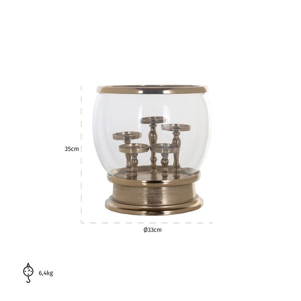 Windlicht Cleave met 5 kandelaars (Gold)