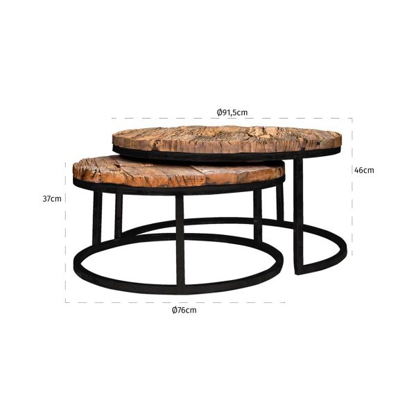 Salontafel Industrial Kensington set van 2