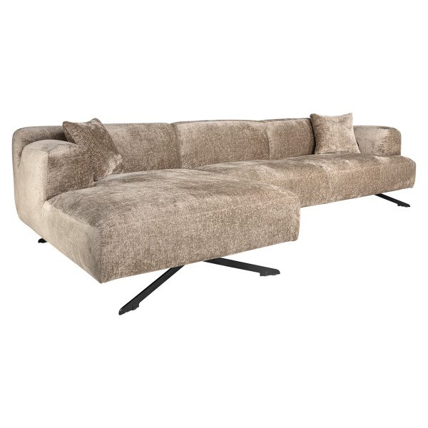 Bank Donovan 3-zits + lounge links (Bergen 104 taupe chenille)