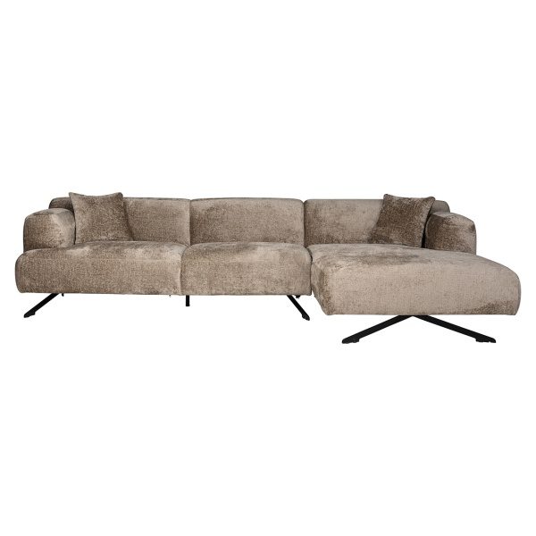 Bank Donovan 3-zits + lounge rechts (Bergen 104 taupe chenille)