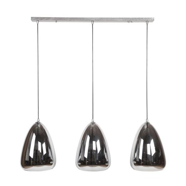 Hanglamp 3L silver pearl glass / Chromed glas