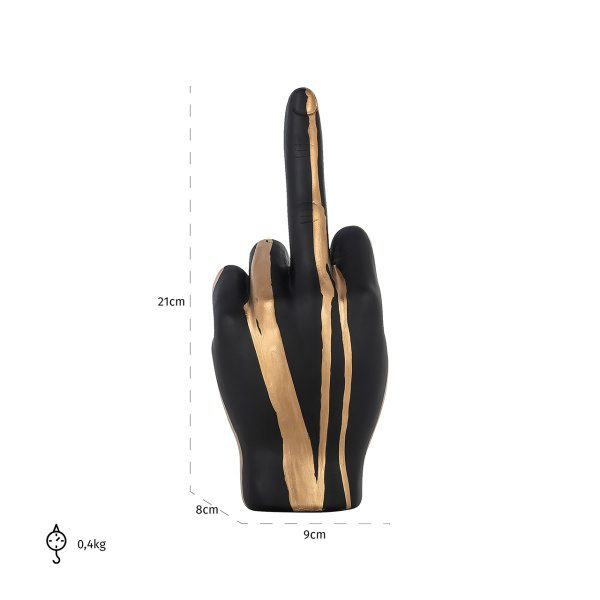 Deco object hand digitus (Black/gold)