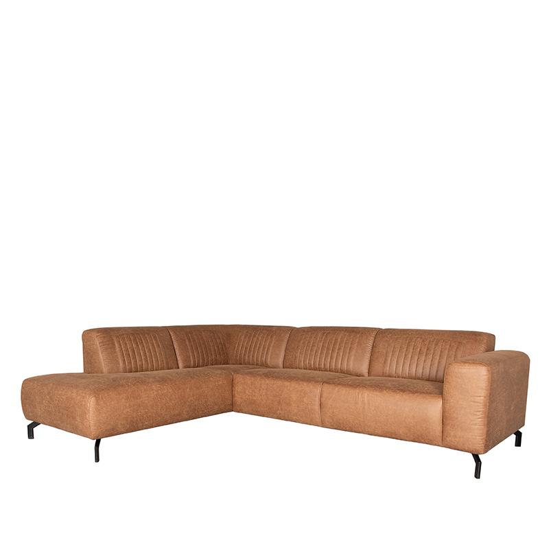 Hoekbank Trento - Cognac - Microfiber - Ottomane + 2,5-Zits