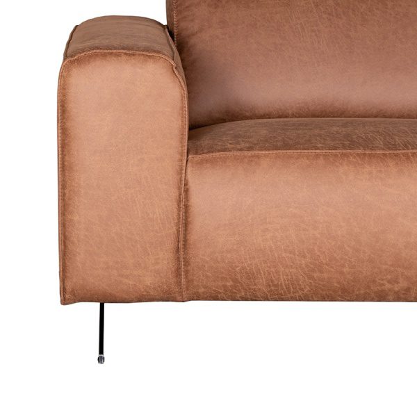 Hoekbank Modena - Cognac - Leder - 2,5-Zits + Ottomane