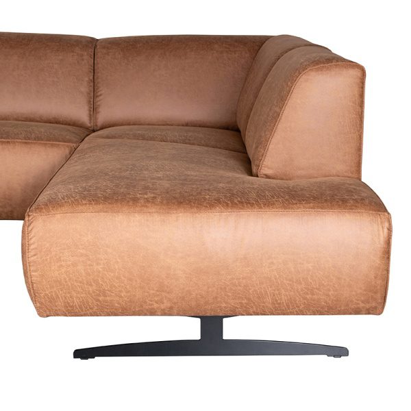 Hoekbank Modena - Cognac - Leder - 2,5-Zits + Ottomane