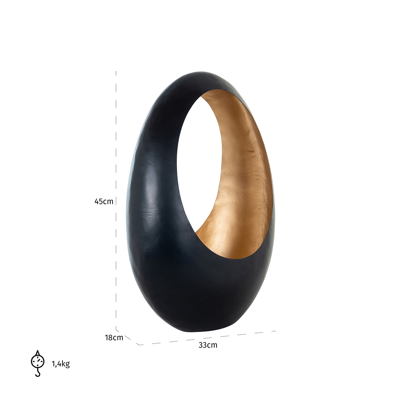 Kandelaar Chady zwart goud medium (Black)