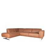 Hoekbank Modena - Cognac - Microfiber - Ottomane + 2,5-Zits