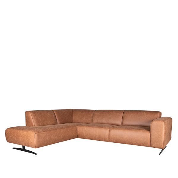 Hoekbank Modena - Cognac - Microfiber - Ottomane + 2,5-Zits