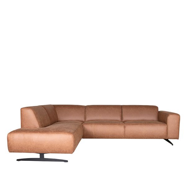 Hoekbank Modena - Cognac - Microfiber - Ottomane + 2,5-Zits
