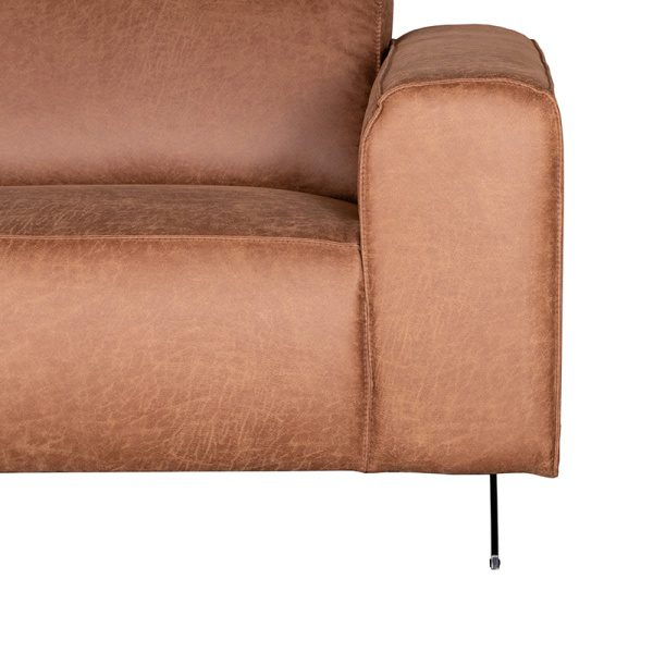Hoekbank Modena - Cognac - Microfiber - Ottomane + 2,5-Zits