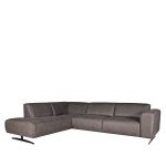 Hoekbank Modena - Antraciet - Microfiber - Ottomane + 2,5-Zits