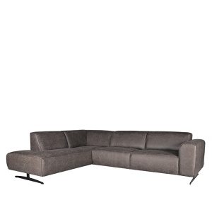 Hoekbank Modena - Antraciet - Microfiber - Ottomane + 2,5-Zits