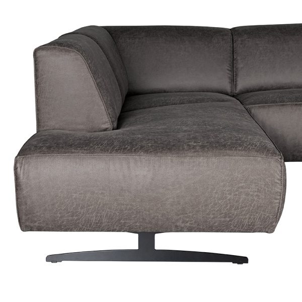 Hoekbank Modena - Antraciet - Microfiber - Ottomane + 2,5-Zits