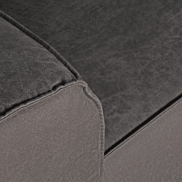 Hoekbank Modena - Antraciet - Microfiber - Ottomane + 2,5-Zits