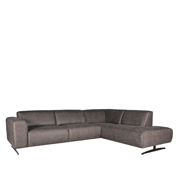 Hoekbank Modena - Antraciet - Microfiber - 2,5-Zits + Ottomane
