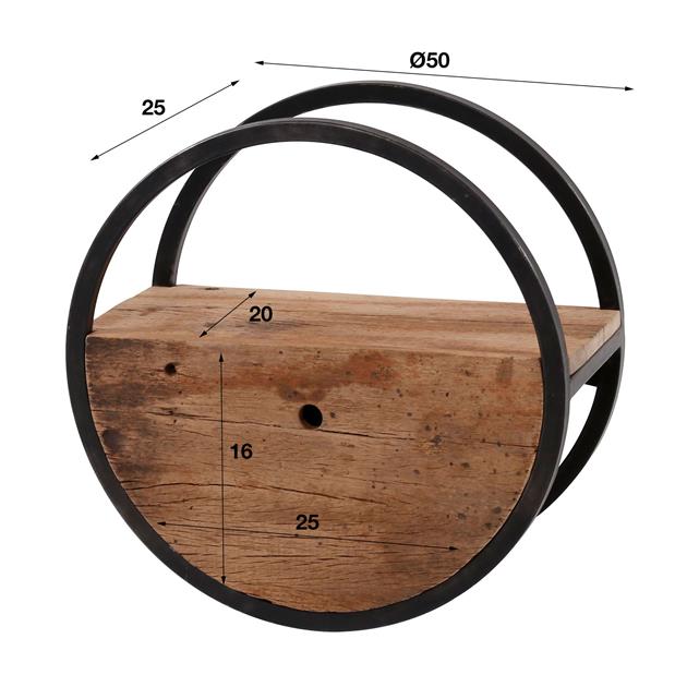 Wandschap circular 50 met lade / Robuust hardhout