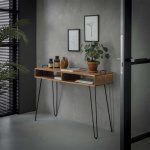 Kaptafel Quadro met 2 vakken / Massief acacia naturel