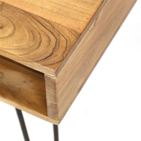 Kaptafel Quadro met 2 vakken / Massief acacia naturel
