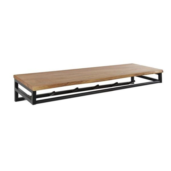 Kapstok custom 6 haken hoedenplank / Massief acacia naturel