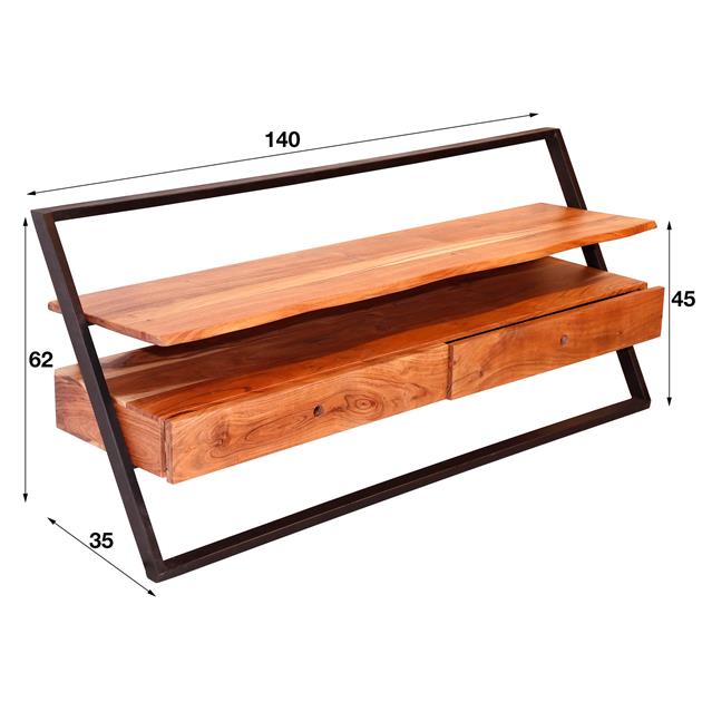 TV-meubel lean 2L / Massief acacia naturel