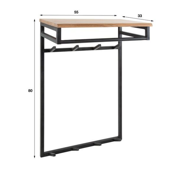 Kapstok custom hoog 2x4 haken / Massief acacia naturel
