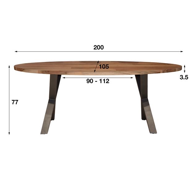 Eetkamertafel 200cm Daytona / Massief Saja natural