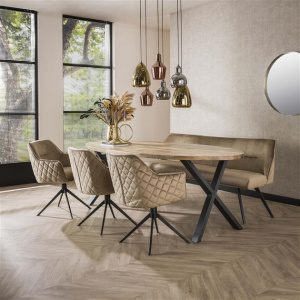 Eetkamerbank 180 pull / Champagne velours