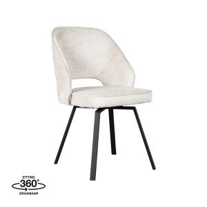 Set V 2 - Eetkamerstoel Lewis - Crme - Fluweel