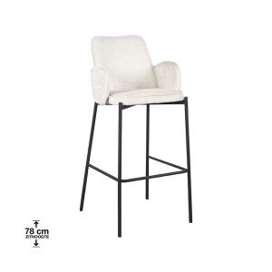 Set V 2 - Barkruk Joni - Beige - Fluweel - Zithoogte 78 cm