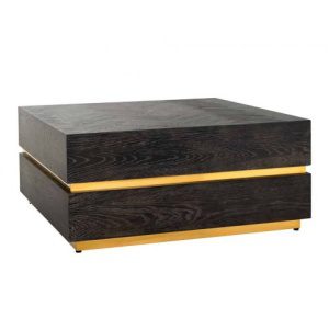 Showroommodel Salontafel Blackbone gold 90x90 (Block) (Black rustic), zelf afhalen