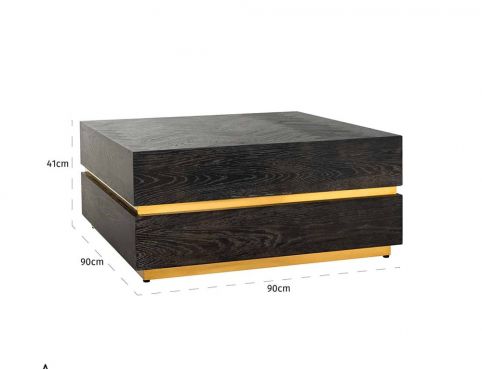 Showroommodel Salontafel Blackbone gold 90x90 (Block) (Black rustic), zelf afhalen