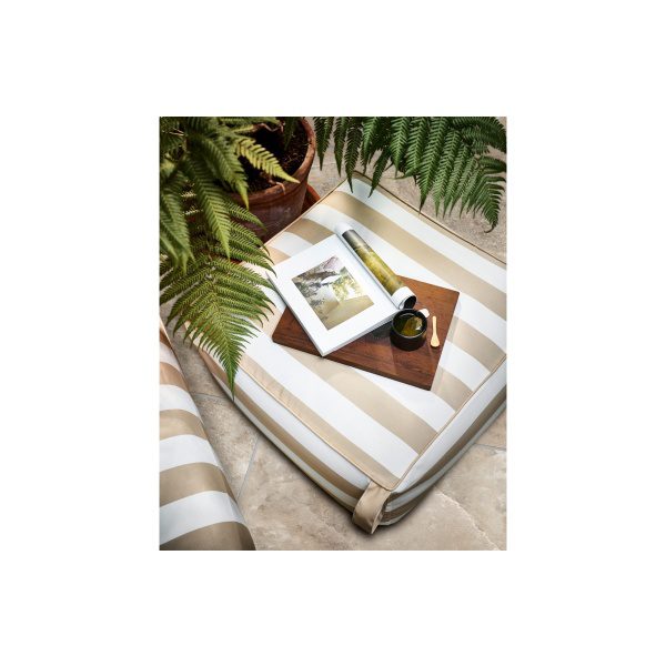 Sit On Air Opblaasbare Poef Gestreept Zand/wit