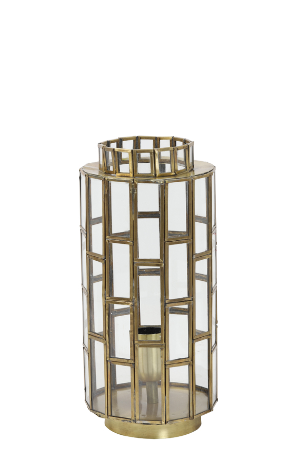 Tafellamp 15x31 cm SSTRENE antiek brons+glas