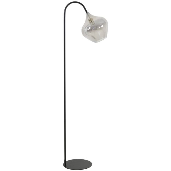 Vloerlamp 45x28x160 cm RAKEL mat zwart+smoke