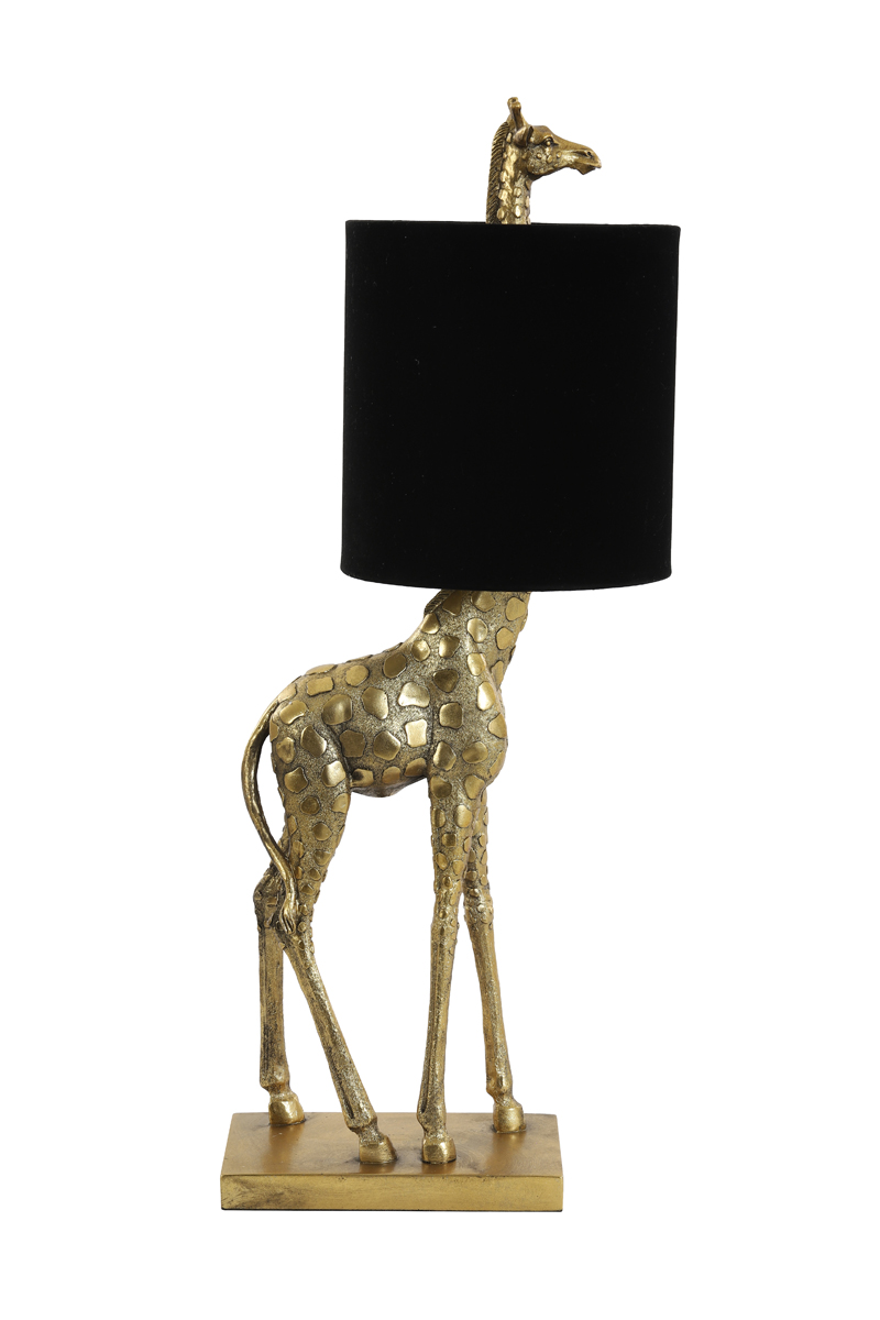 Tafellamp 28x20x68 cm GIRAFFE antiek brons+velvet zwart