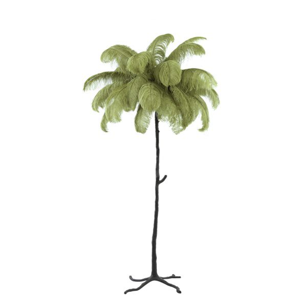 Vloerlamp E14 95x180 cm FEATHER zwart+olijf groen