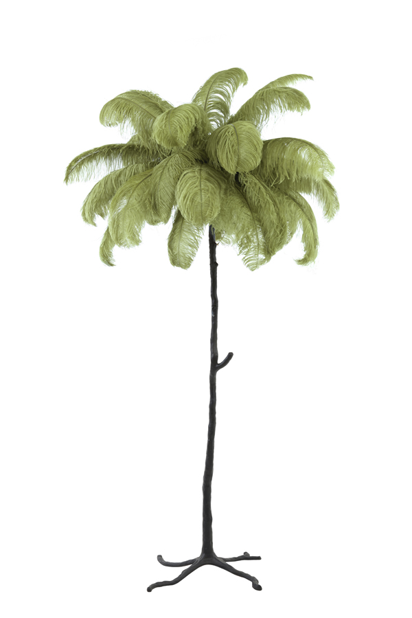Vloerlamp E14 95x180 cm FEATHER zwart+olijf groen