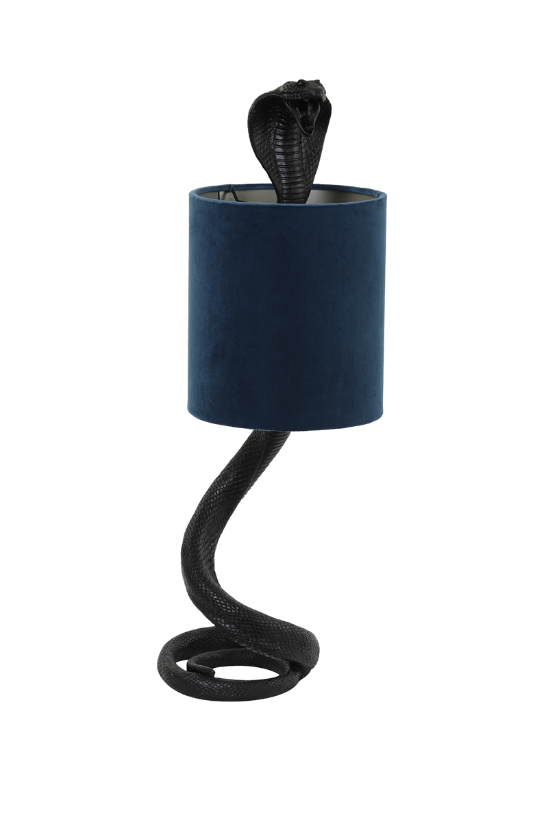 Tafellamp 20x19x58 cm SNAKE zwart+velvet petrol blauw