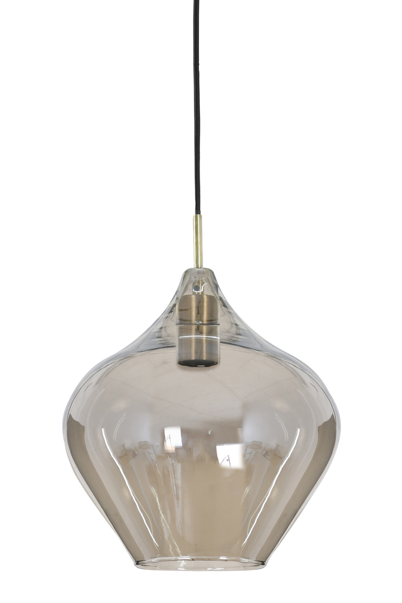 Hanglamp 27x29,5 cm RAKEL antiek brons+smoke