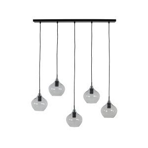 Hanglamp 5L 104x20x120 cm RAKEL mat zwart+helder