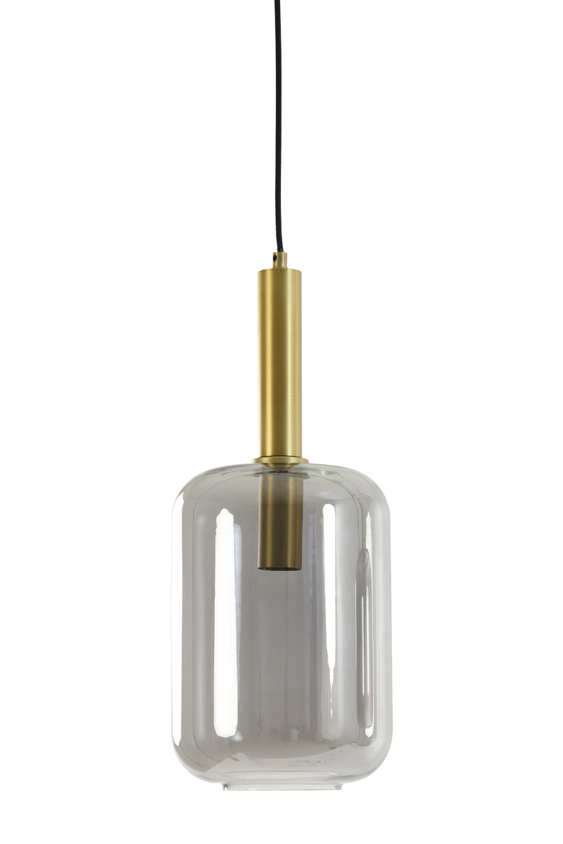 Hanglamp 22x52 cm LEKAR antiek brons+smoke glas